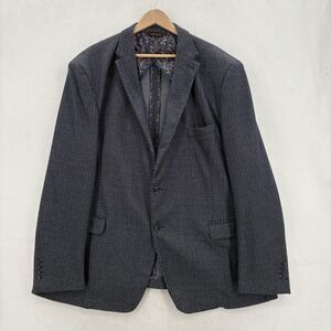 Linea Uomo Blazer Mens 54L Blue Geometric Stretch Tweed Sport Coat Unstructured